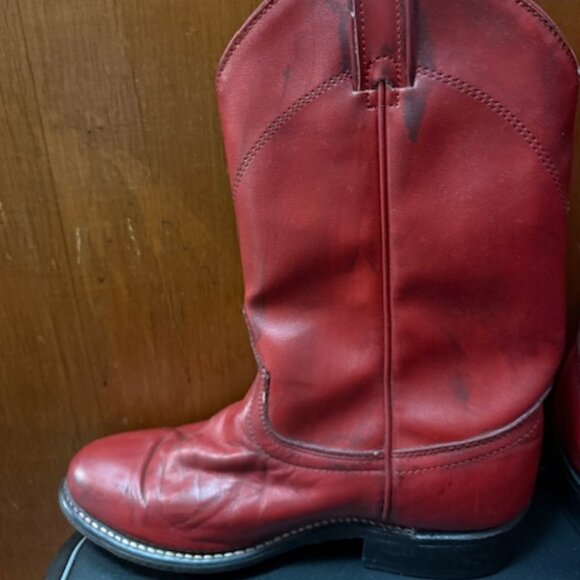 Vintage 1980s Red Laredo Round-toe Roper Cowboy Boots - 6M - Picture 13 of 16